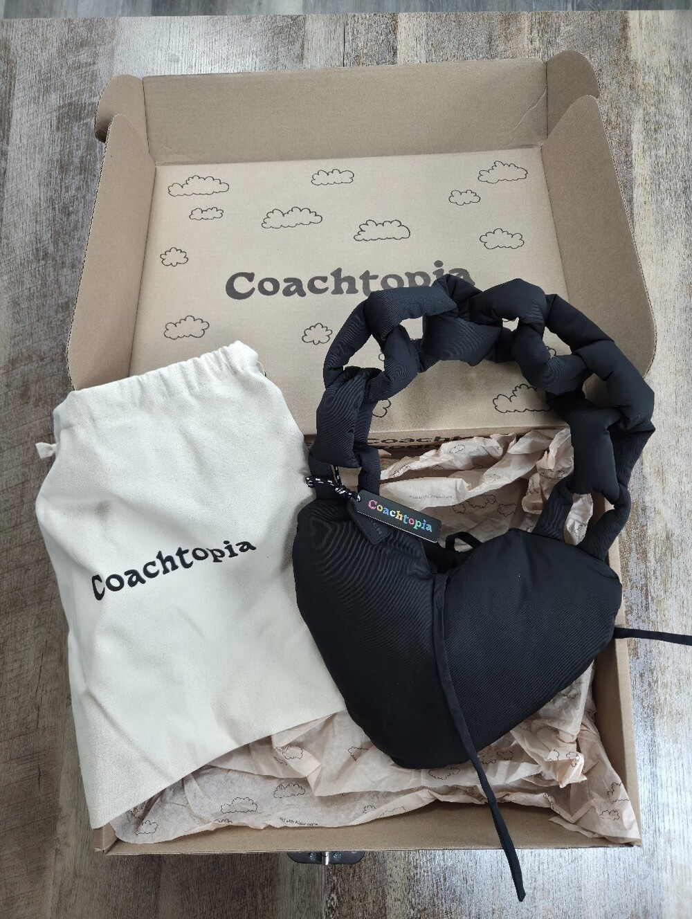 Coachtopia Black Puffy Loop Heart Bag